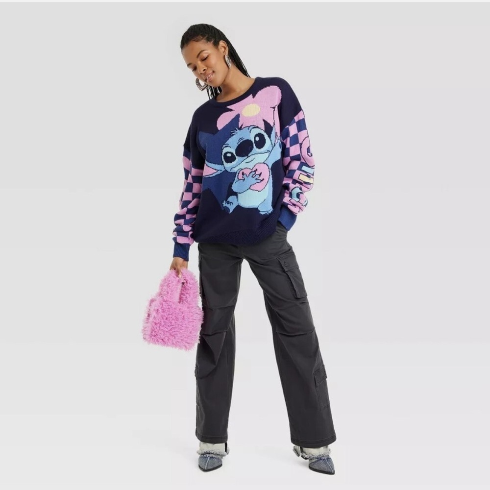 Disney x Skinnydip Navy and Purple stitch Sweater